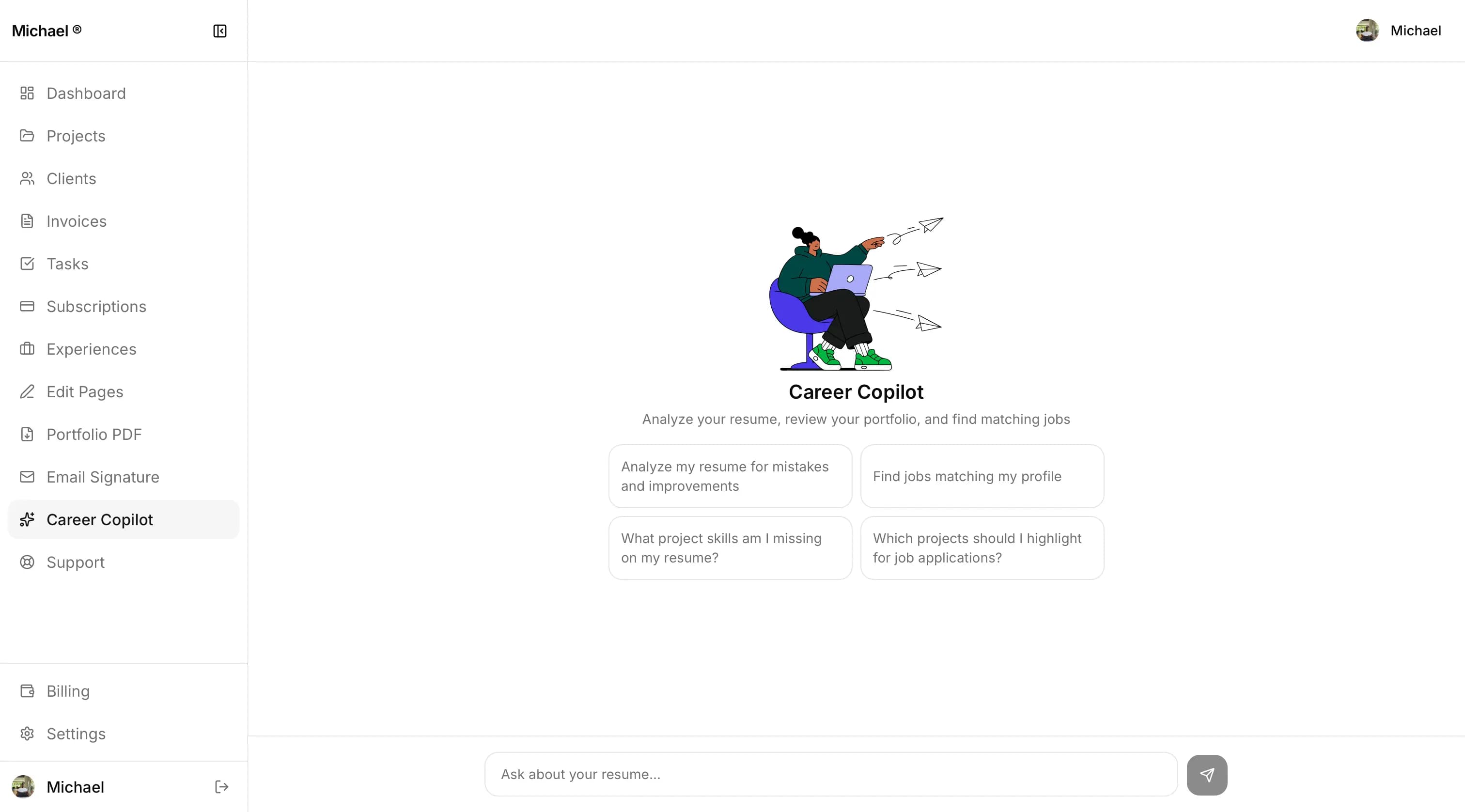 Hiredtowork dashboard