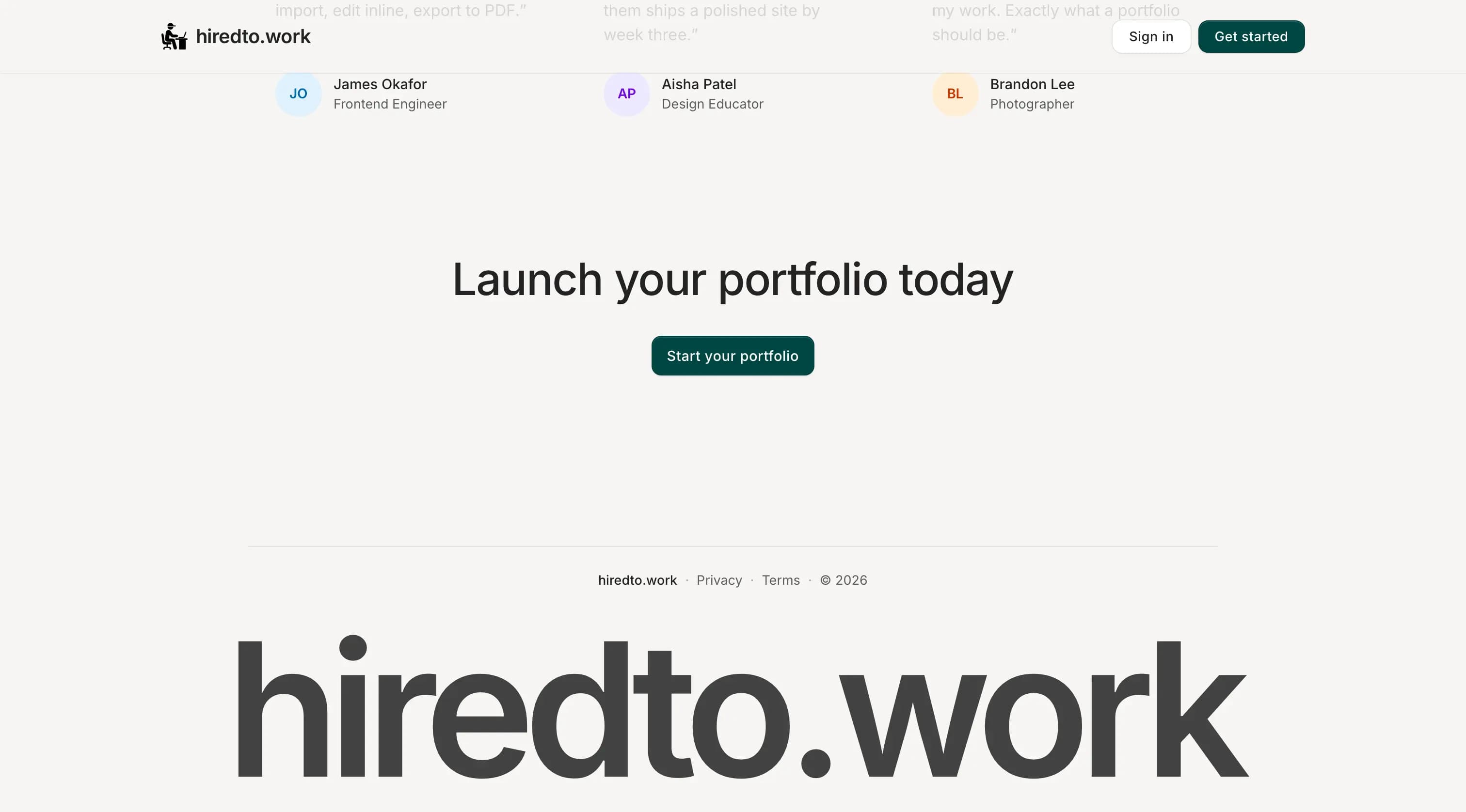 Hiredtowork website