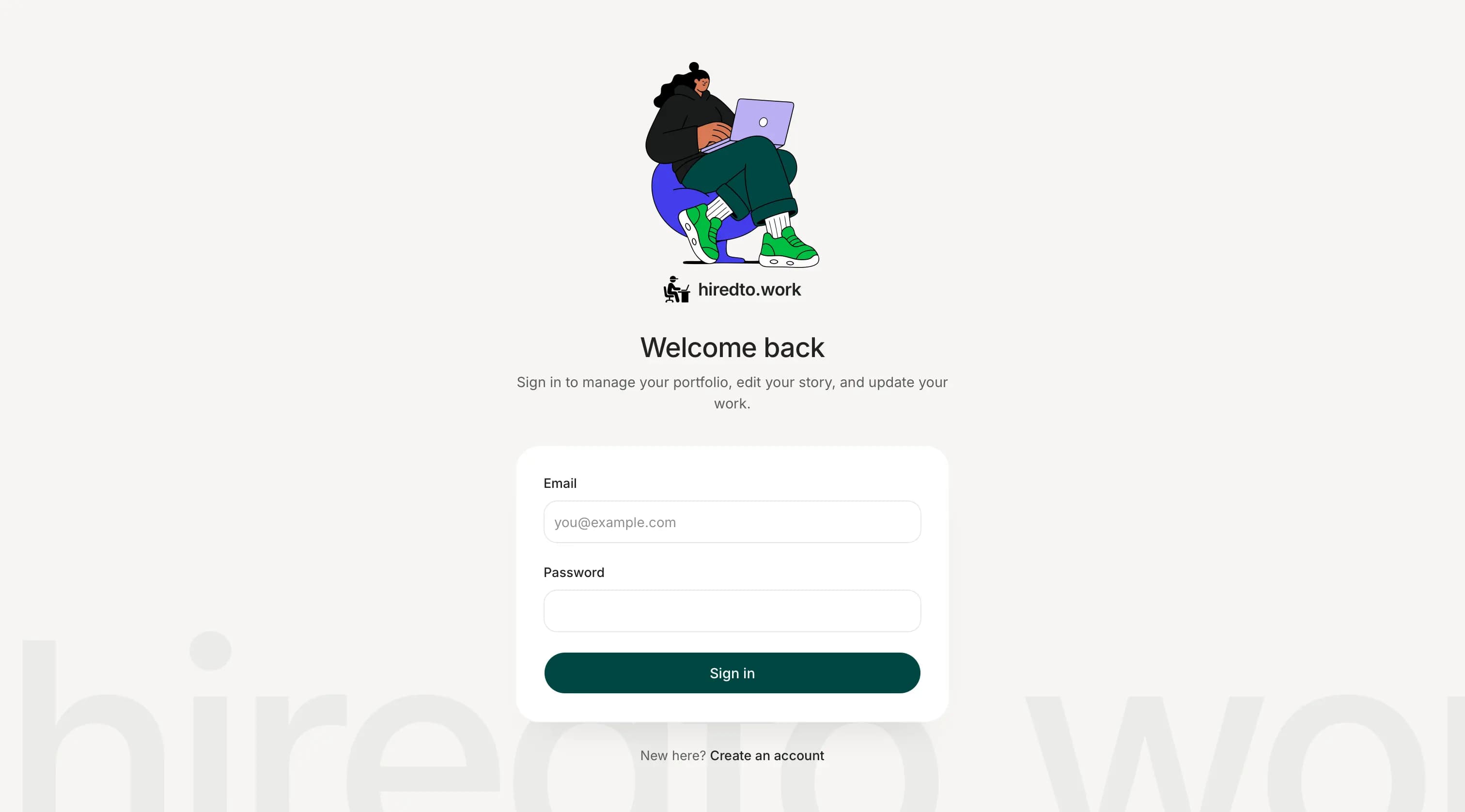 Hiredtowork website